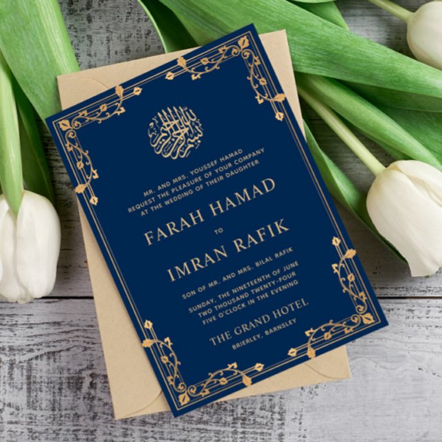 Convite Casamento Muçulmano Islâmico da Fronteira Dourada  (Criador carregado)