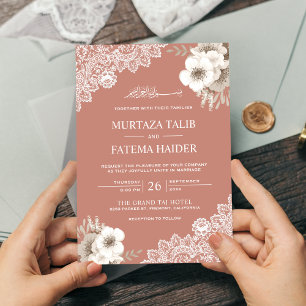 Convite Casamento Muçulmano Islâmico de Luar Floral Elegan