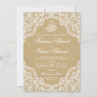 Convite Casamento Muçulmano Islâmico de Vintage Rustic Lac