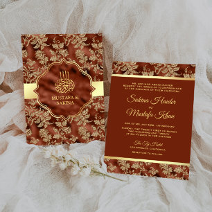 Convite Casamento Muçulmano Islâmico Laranja Laranja Dou