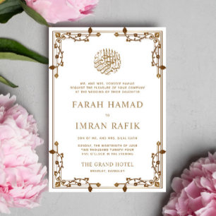 Convite Casamento Muçulmano Islâmico na Dourada Fronteira 