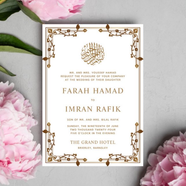 Convite Casamento Muçulmano Islâmico na Dourada Fronteira  (Criador carregado)