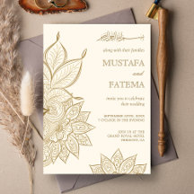 Casamento Muçulmano Mehndi Henna Creme e Dourado V