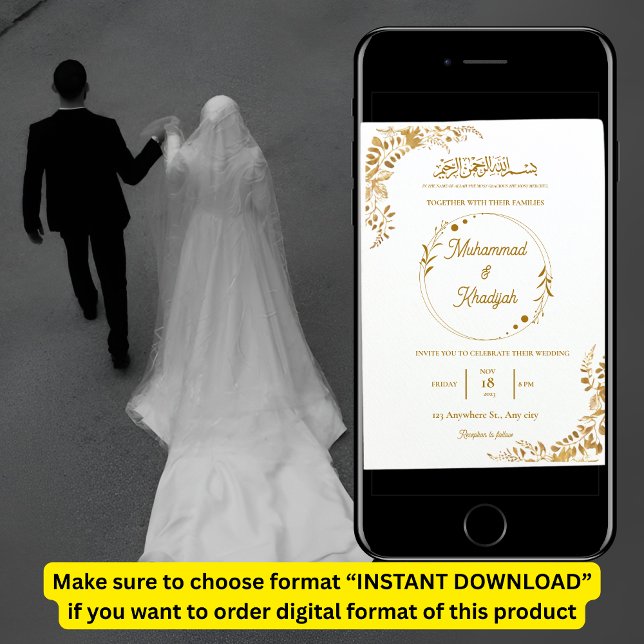 Convite Casamento Muçulmano Ornamentado Nikah Walima (Criador carregado)