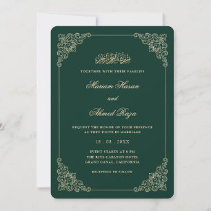 Convite Casamento Muçulmano Ornamentado Vitoriano Dourado