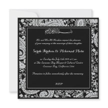Casamento muçulmano preto e branco de paisley