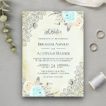 Convite Casamento Muçulmano Rustic Cream Mint Green Lace F<br><div class="desc">Amaze seus convidados com este elegante convite de casamento,  com lindas flores aquáticas com 'Bismillah' na caligrafia árabe. Basta adicionar os detalhes do seu evento neste modelo fácil de usar para torná-lo um convite de tipo único.</div>
