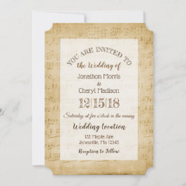 Convite Casamento Musical de Folha de Vintagem