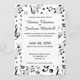 Convite Casamento Musical de Notas de Música