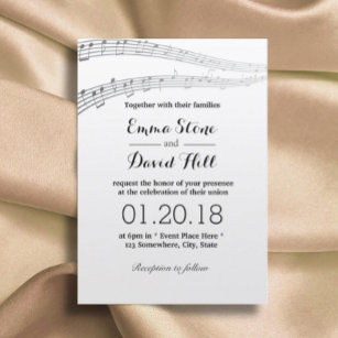 Convite Casamento Musical de Notas de Música Elegante