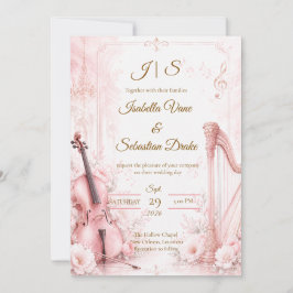 Convite Casamento Musical Elegante Rosa
