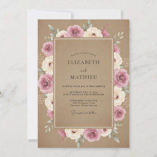 Convite Casamento Muted Mauve Taupe Ranunculus Eucalipto