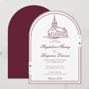 Convite Casamento na Capela Cristã Merlot Borgonha