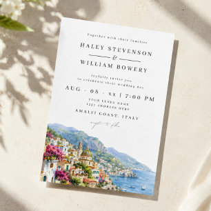 Convite Casamento na Costa Amalfitana Aquarela Itália