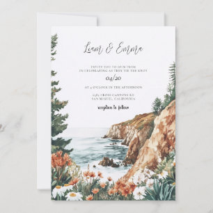 Convite Casamento na Costa da Califórnia Big Sur aquarela