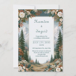 Convite Casamento na Floresta da Montanha Nevada