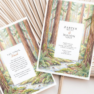 Convite Casamento na Floresta de Redwood da Califórnia em 