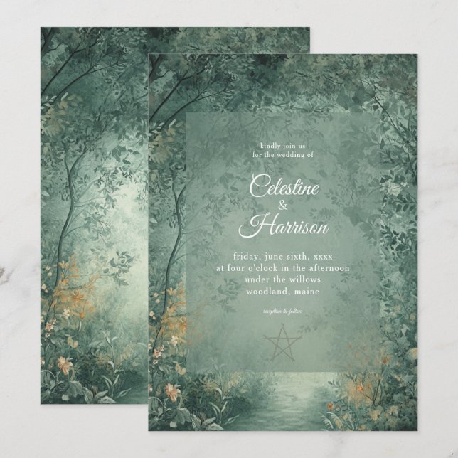 Convite Casamento na Floresta Encantada da Bruxa (Frente/Verso)