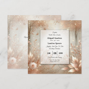 Convite Casamento na Floresta Encantada de Rosewood Dourad