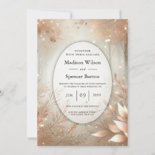 Convite Casamento na Floresta Encantada de Rosewood Dourad