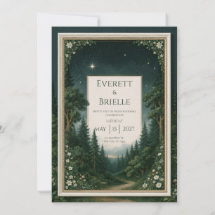 Convite Casamento na Floresta Esmeralda Estrelada