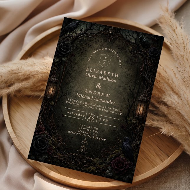 Convite Casamento na Floresta Gótica Encantada (Criador carregado)