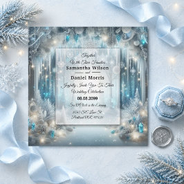 Convite Casamento na Floresta Nevada Brilhante
