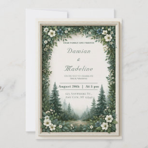 Convite Casamento na Floresta Verde e Nebulosa