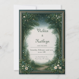 Convite Casamento na Fronteira do Bosque Esmeralda da Luzi