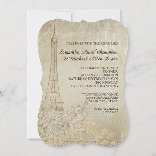 Convite Casamento Na moda de Glam Vintage Paris