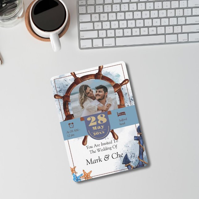 Convite Casamento Na moda náutico (Criador carregado)