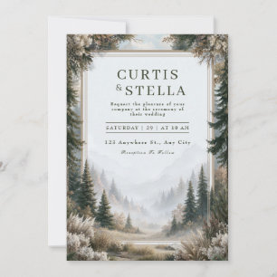 Convite Casamento na Montanha de Pinheiro Nebuloso