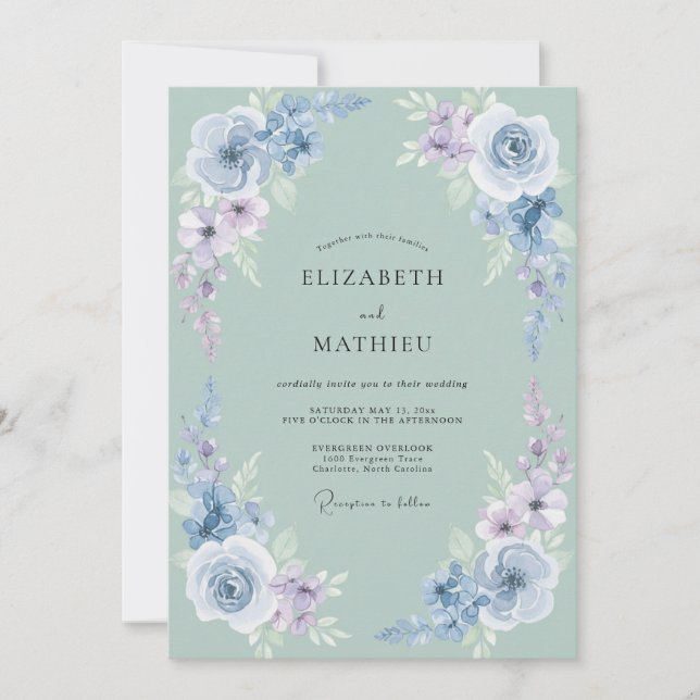 Convite Casamento na Natureza com Tons Suaves de Sage (Frente)