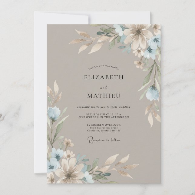 Convite Casamento na Natureza em Tons de Taupe (Frente)