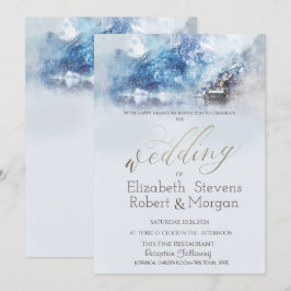 Convite Casamento na Neve do Lago Winter Mountain