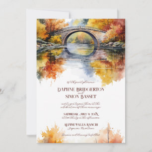 Convite Casamento na Ponte da Floresta de Outono