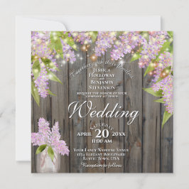 Convite Casamento na Praça da Madeira Rústica Lilacs Barn