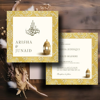 Convite Casamento na Praça Muçulmana do Ouro Real Islâmico