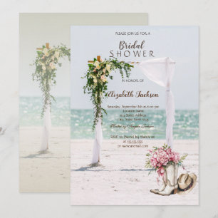 Convite Casamento na Praia Arbor Botas de Cowgirl Chuveiro