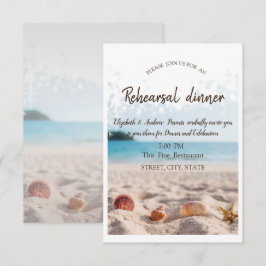 Convite Casamento na Praia,Areia,Conchas Jantar de Ensaio
