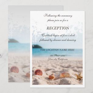 Convite Casamento na Praia,Areia,Conchas Recepção
