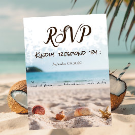 Convite Casamento na Praia,Areia,Conchas RSVP