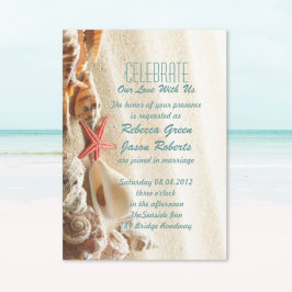 Convite casamento na praia areia do oceano conchas elegant