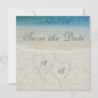 Casamento na Praia Arenosa com Brilho Save the Dat
