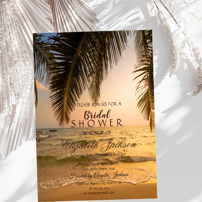 Convite Casamento na Praia, Chuveiro de Noiva ao Pôr do So (Criador carregado)