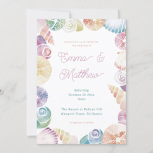 Convite Casamento na Praia com Aquarela Caprichosa sob o M