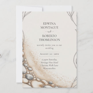 Convite Casamento na Praia com Areia e Seixos da Heritage