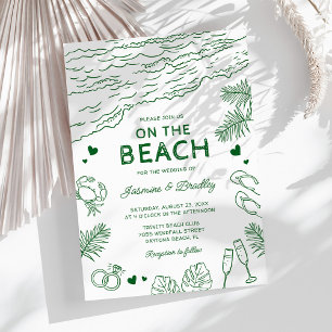 Convite Casamento na Praia com Desenhos Caprichosos