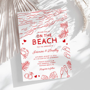 Convite Casamento na Praia com Desenhos Caprichosos