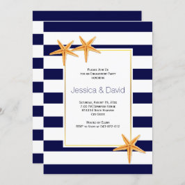 Convite Casamento na praia com estrelas-do-mar e listras f